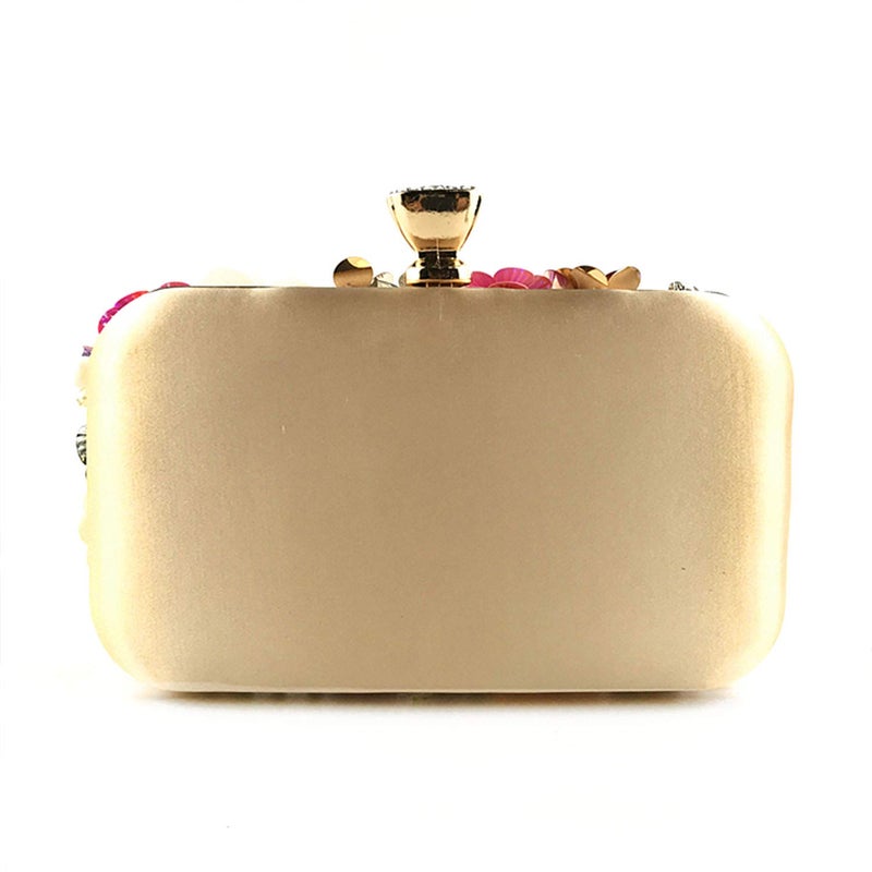 Lanpet Women Clutches Flower Evening Handbag Chain Strap Shoulder Bag Gold - Image 2